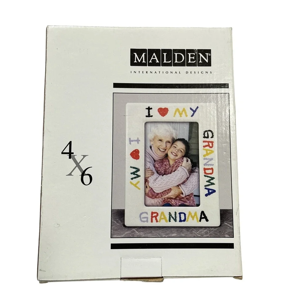 Grandma Picture Frame 4x6 VTG 90s Ceramic I Love My Grandma Table Top Retro